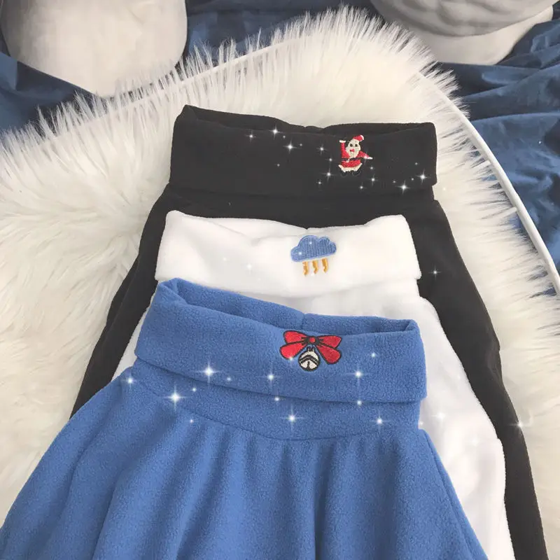 Женские футболки в Корейском стиле, с мультяшным принтом, с вышивкой, Kawaii, теплые, забавные, повседневные, рождественские Топы для женщин, s Ulzzang, водолазка, высокое качество