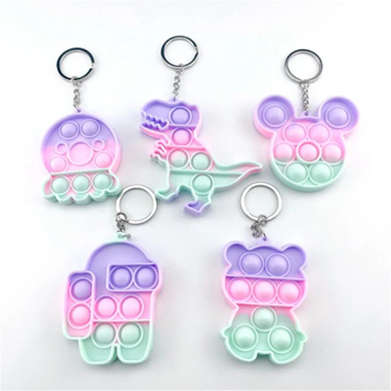 

New Heart Shaped Bubble Push Keychain Anti Stress Sensory Disquiet Educational Autism Relaxing Toy Stress Relief Game Keyring