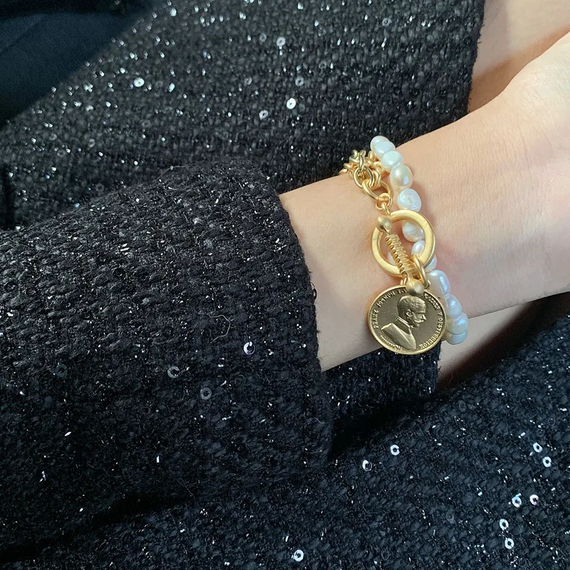 HUANZHI ручной работы барокко Золотой молоток монета натуральный пресноводный