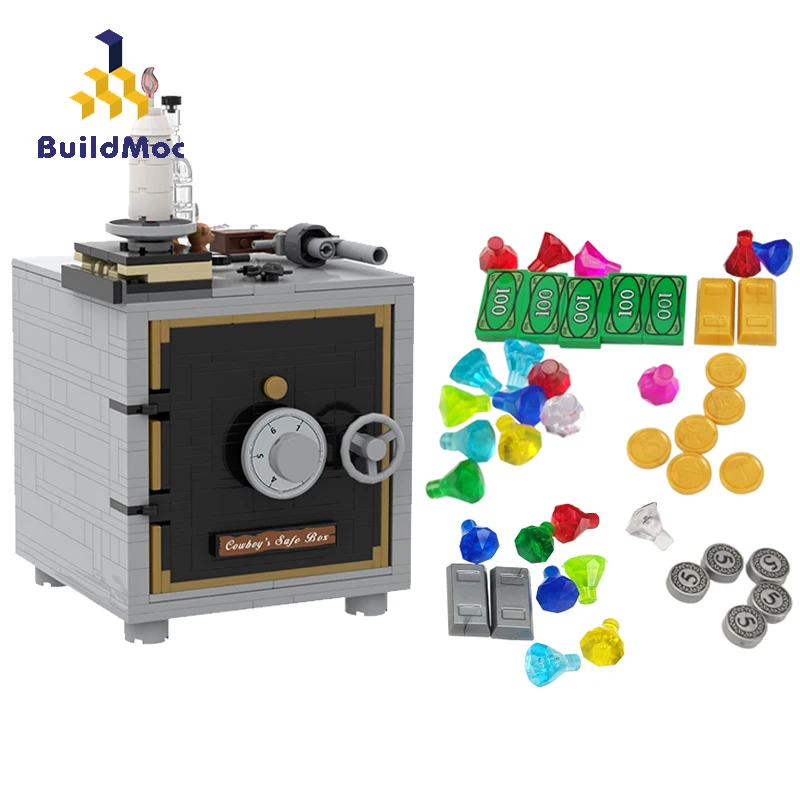 

BuildMOC городской безопасности аксессуары ковбой strongbox строительные блоки MOC эксперт безопасная модель Кирпичи игрушки для детей Подарки