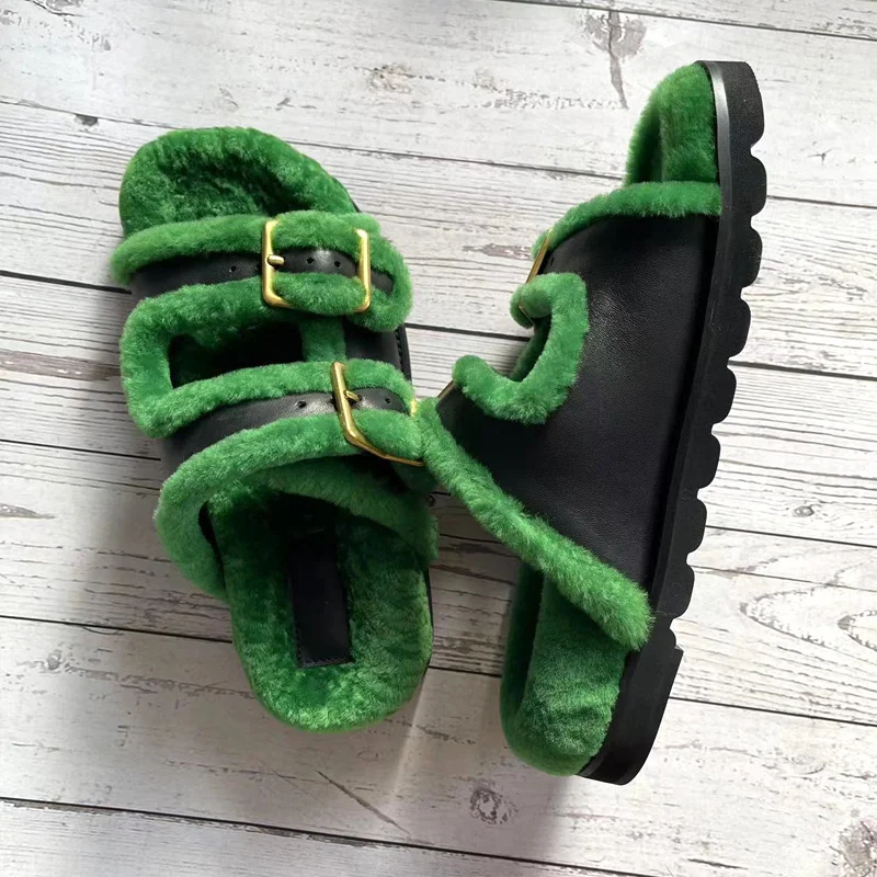 Тапочки на плоской подошве Женская одежда Новинка 2021 года Бархатные