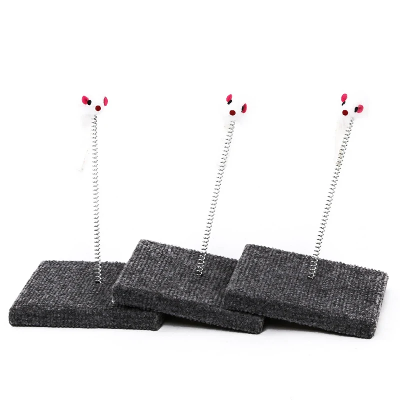 Velvet Square Cat Scratch Disc With Plush Mice Toy Accessory Pet Playing Exercise Claw Grinding | Дом и сад