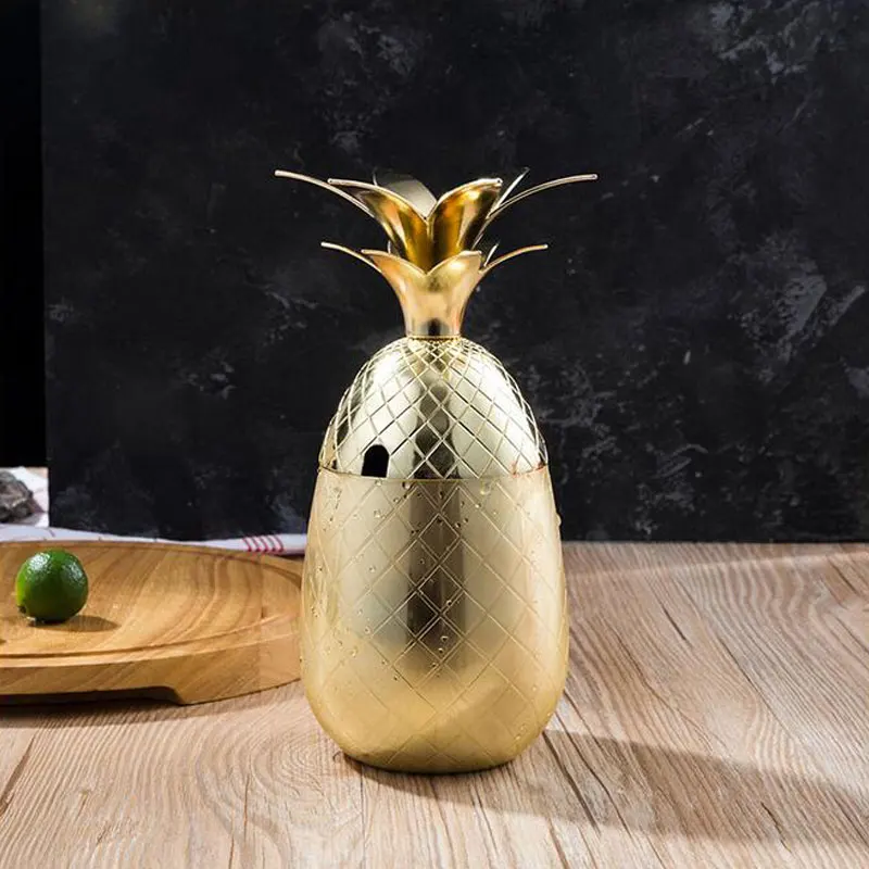 Творческий Ананас Форма Нержавеющая сталь Коктейль кружка для воды чашки