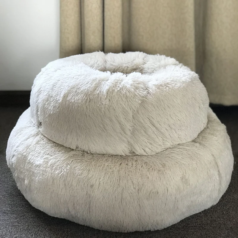 1 шт. круглая кровать для собаки кошки зимний теплый спальный лежак коврик щенка