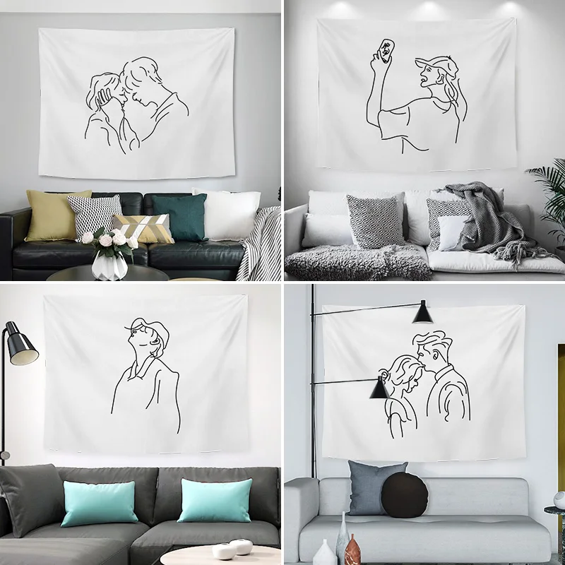 Современный скандинавский гобелен настенный креативный белый художественный