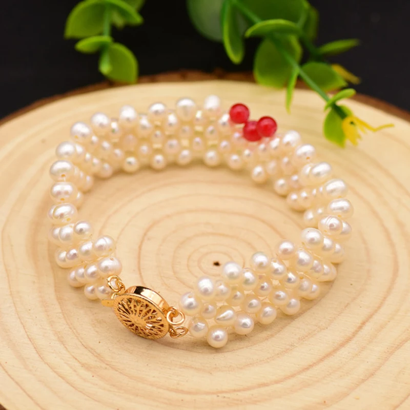 

Многослойный браслет ручной работы с натуральным пресноводным жемчугом, браслет в форме сердца для женщин, свадебный подарок, модные ювели...