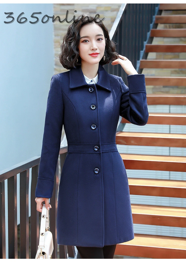 Средней длины шерстяное пальто для деловых женщин осень и зима 2019 элегантная