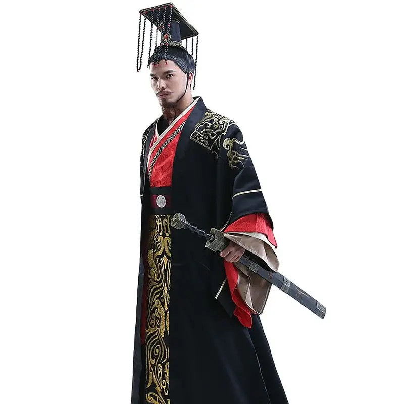 dragon dress men Hanfu Men cosplay Chinese traditional Ancient Emperor Qin Shihuang Adult stage performance costumes sets |