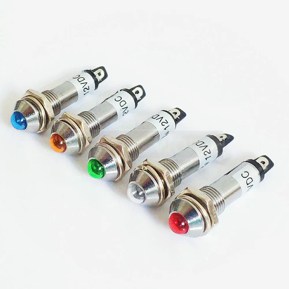 

metal Indicator lights 8mm no wire 12V 24V 220v indication waterproof Signal lamp mini LED indicator light power signal lamp