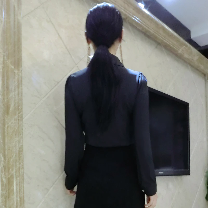 

Polo Shirt Chiffon Slim Women's Blouses New Casual Blouse Fashion Long Sleeve Top Flowers Buttons Summer Tops Houthion