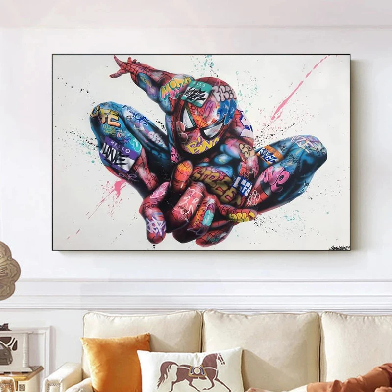 

Marvel Graffiti Street Art Anime Canvas Painting Pop Disney Movie Posters and Print Art Wall Picture for Living Room Home Decor