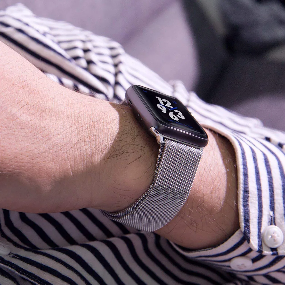 Ремешок из нержавеющей стали для Apple watch 38 мм 42 мм Миланская петля браслет на магнитной застежке ремешок 40 мм 44 мм для iWatch серии 5 4 3 2 1