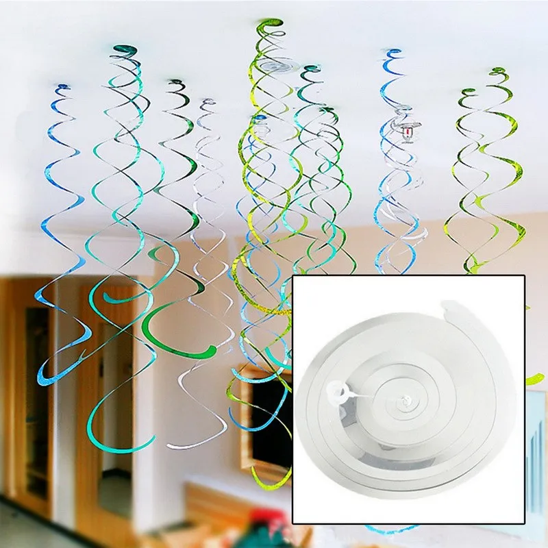 6 шт./упак. гирлянда завитки из фольги баннер вечерние принадлежности спирали ПВХ