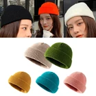 Шапки унисекс, Вязаная хлопковая шапка, шапка с черепом, модная однотонная шапка для мужчин, горячая Распродажа, короткая Шапка-бини, шапка для пары женщин, оптовая продажа