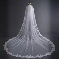 5 meter white ivory cathedral wedding veils long lace edge bridal veil with comb wedding accessories bride veu wedding veil