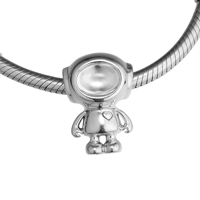 

Clear CZ Spaceman Crystal Beads for Jewelry Making Women Silver 925 Original Charm Beads for Bracelets & Bangles Robot Design