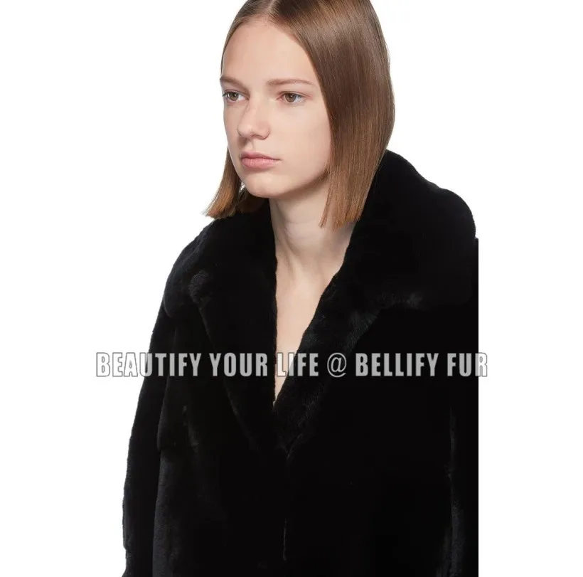 

Supber Sexy ladies Warm Flurry Real rex rabbit Fur coats For Women Plus size