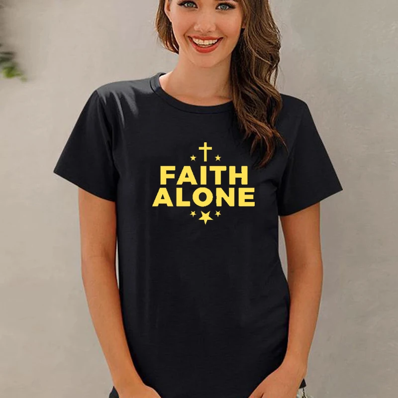 

Christians for Justice Love Like Jesus Loose Womens T Shirt Faith Alone Cross Stars 2021 New Style Tee Black White Cotton Tops