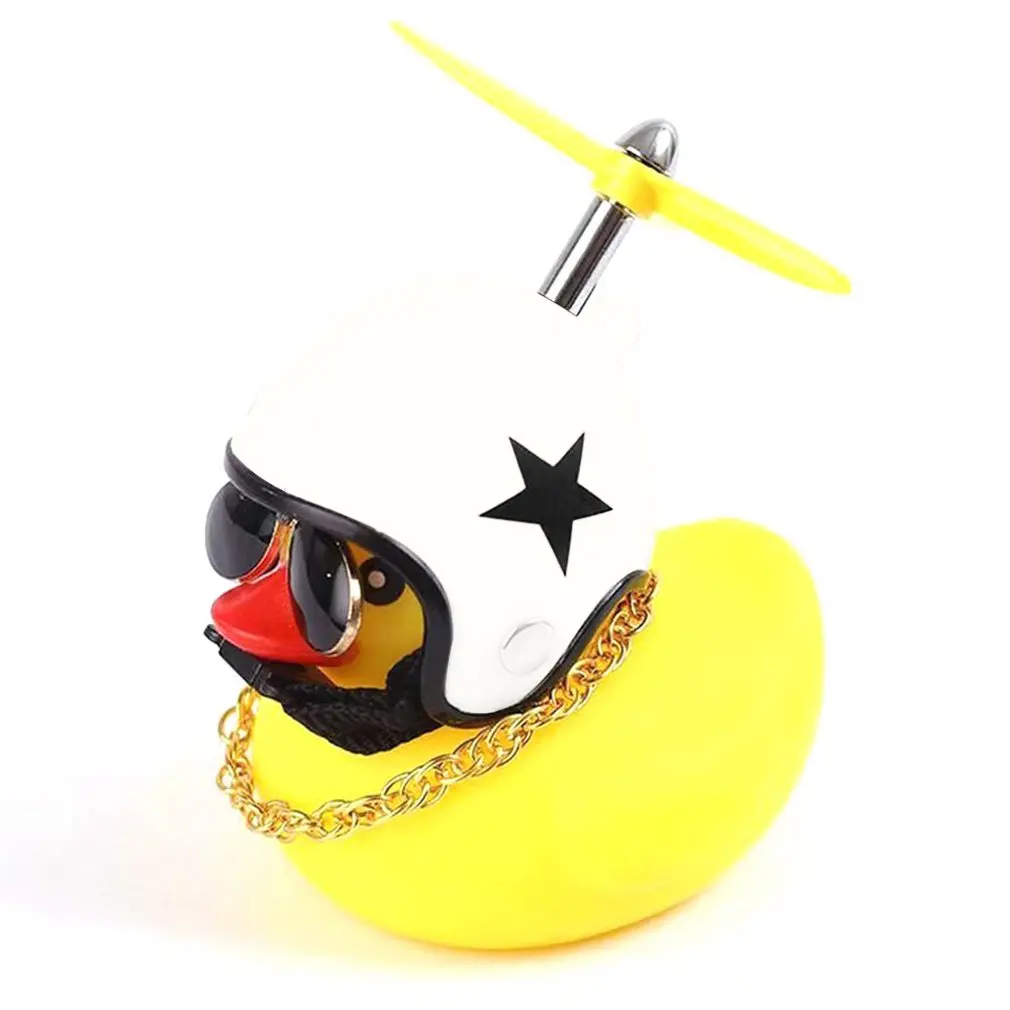 

DIY Car Duck With Helmet Pendant Small Yellow Duck Road Bike Motor Helmet Riding Cycling Accessories Without Lights Decoration
