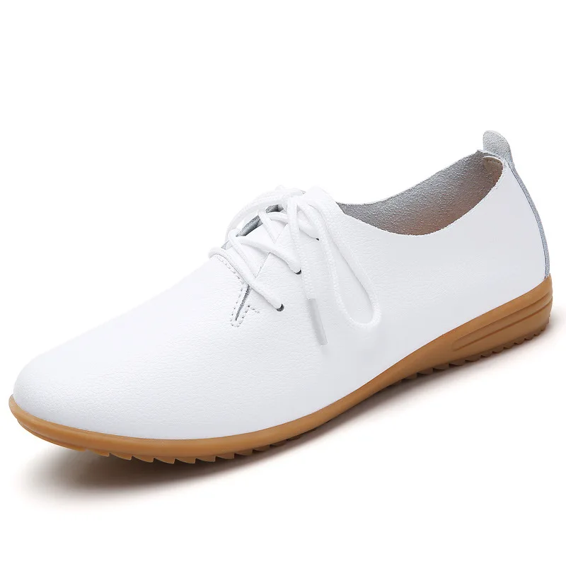 

2020 Autumn Women's Shoes Round Head Lace Small White Shoes Female Leather Wild Autumn Casual Small Leather Shoes