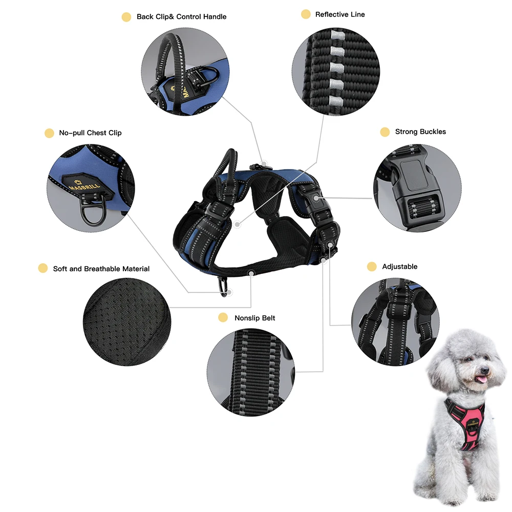

Сетчатая нейлоновая шлейка для собак, жилет с подкладкой, не тянется, светоотражающий, для прогулок и тренировок на открытом воздухе