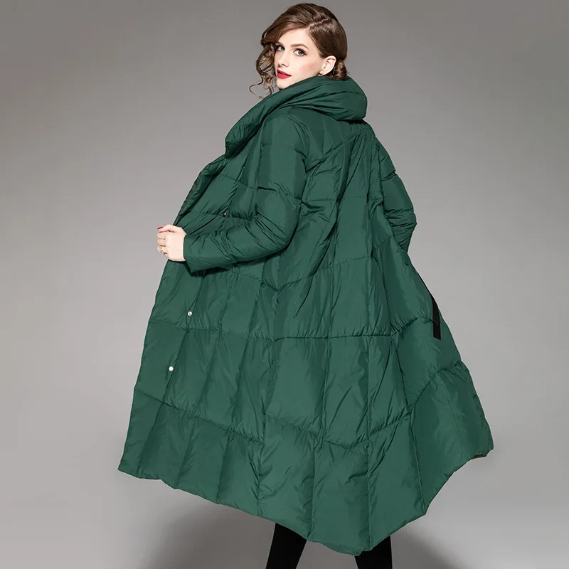 

newest winter women temperament thicken fashion jacket warm duck down coat oversize long stand collar female girl outerwear