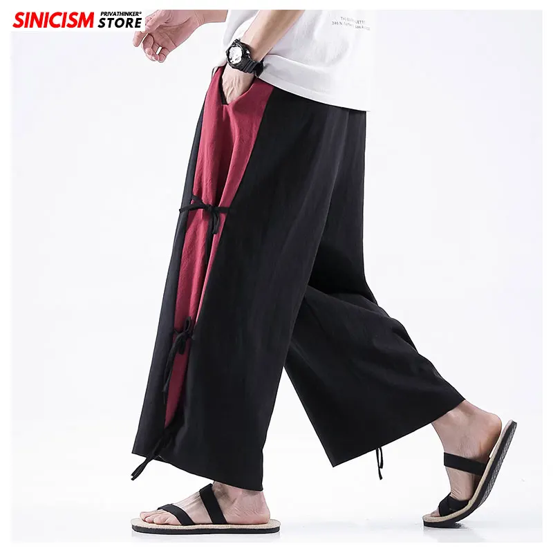 Sinicism Store 2020 мужские новые хлопковые льняные повседневные брюки винтажные широкие