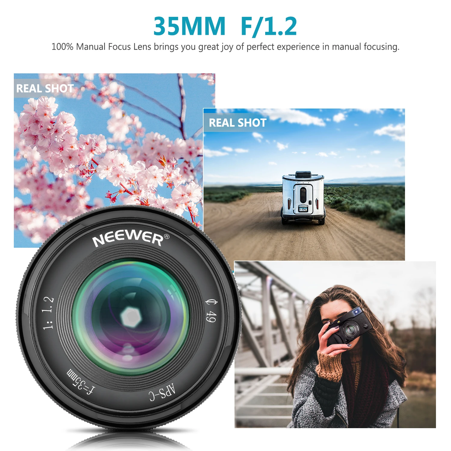 Neewer 35 мм F1.2 алюминиевая линза с большой диафрагмой Prime Для беззеркальных камер Fuji