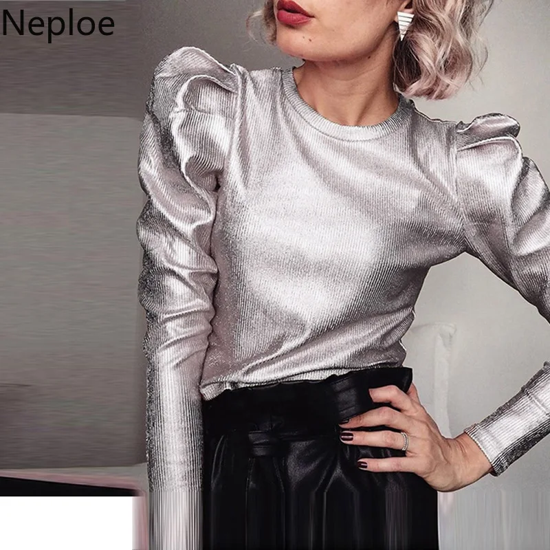 Женские велюровые блузки Neploe золотого цвета Новое поступление на осень и зиму