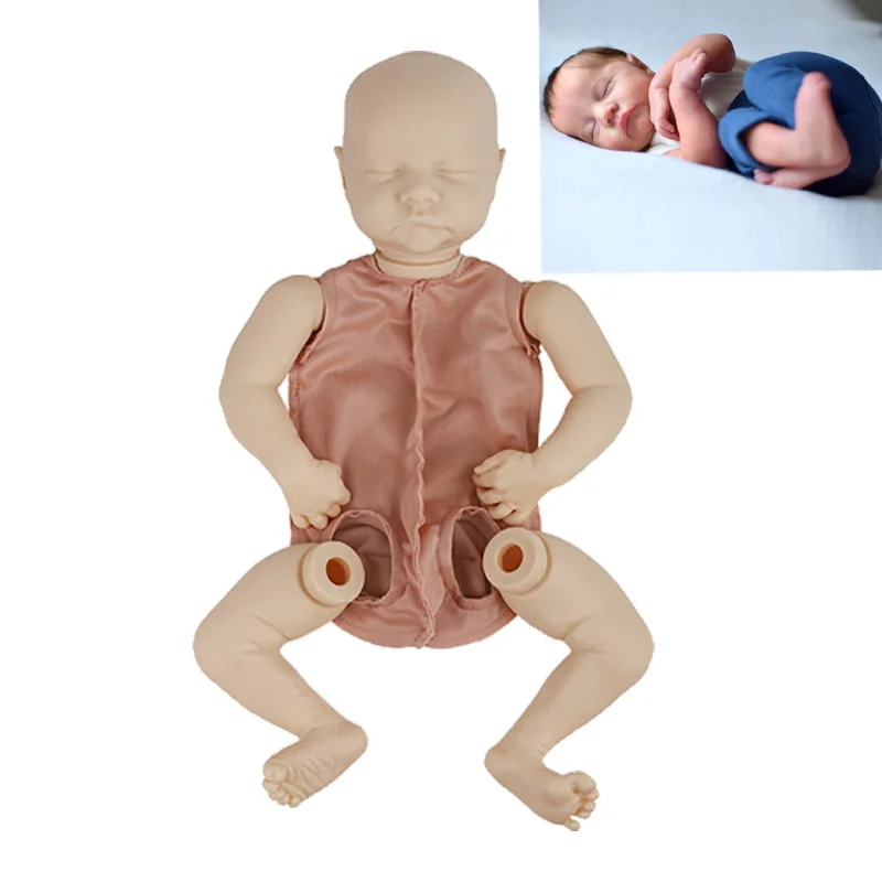 

New 20inch Unfinished Doll Sleeping Baby Vinyl Reborn Baby Cloth Body DIY Soft Doll Unpainted Doll Part DIY Blank Doll Kit