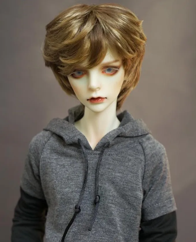 

BJD SD MDD Doll wig 1/3 1/4 1/6 uncle imitation horsehair dark brown mixed color short hair one piece Free shipping