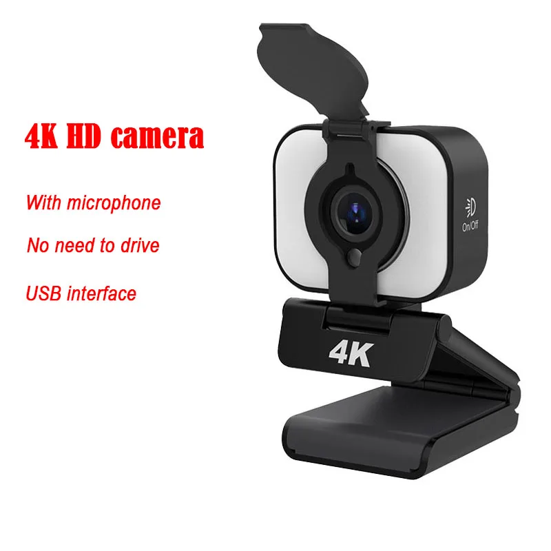 

Web Camera Webcam 1080P/ 4K Auto Zoom Camera Hd Live Camera Abs Built-In Microphone 24Fps Cmos Support Windows,mac,os