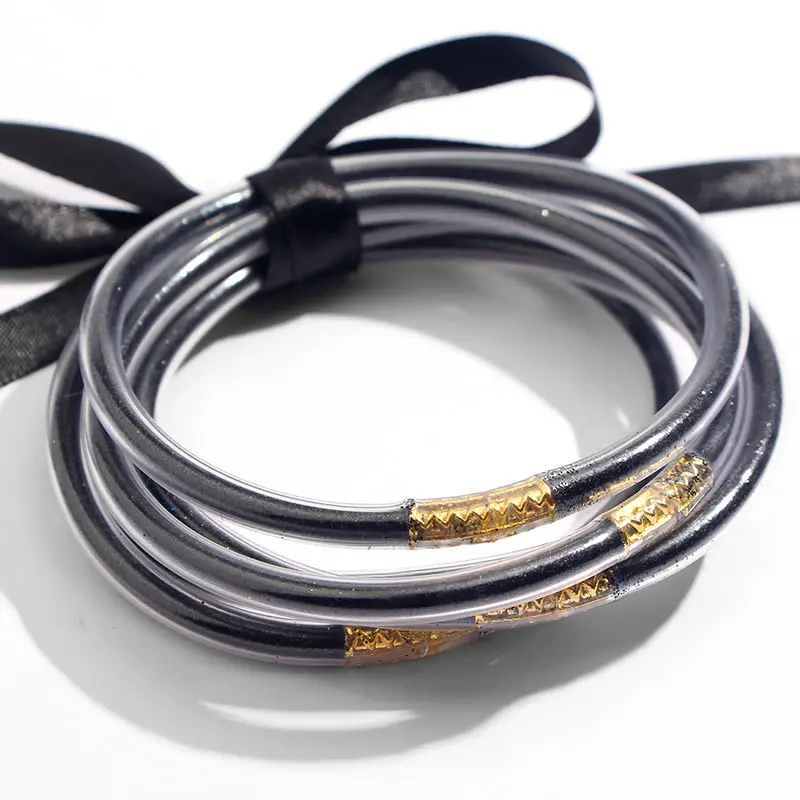 JUST FEEL 5 шт бантик золотистого цвета глиттер Набор браслетов 2019 все погодные стек