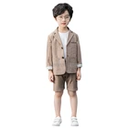 Детский Свадебный блейзер + штаны, комплект из 2 предметов, костюм для сцены, торжественный смокинг с цветочным принтом для мальчиков, школьный детский костюм для танцев, комплект одежды, 2020