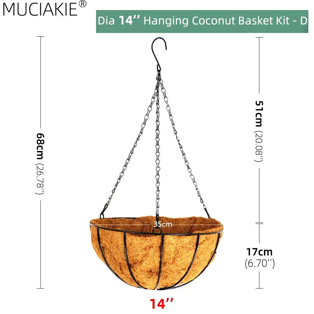 

Металлическая подвесная корзина для растений MUCIAKIE 8-14 дюймов