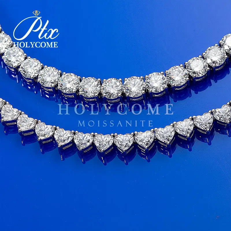 

18K white gold 4x4.5mm hot sale bracelet 180mm Holycome Jewelry D VVS1 round cut loose moissanite jewelry supplier free carving