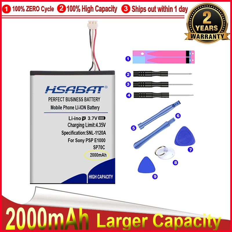 Аккумулятор HSABAT 0 цикл 2000 мА/ч SP70C для Sony PSP E1000 E1002 E1004 E1008 импульсная беспроводная