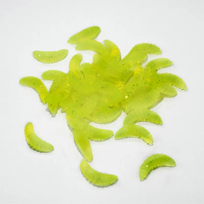 Light Green 50 шт. 2 см 0,4 г приманка-личинка для рыбалки Grub мягкие приманки запах червей Карп рыболовные приманки для рыб аксессуары - Color: Light Green