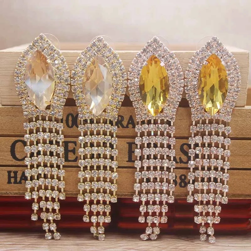 2019 разные цвета нежный украшенный стразами серьги-висюльки серебро/розовое