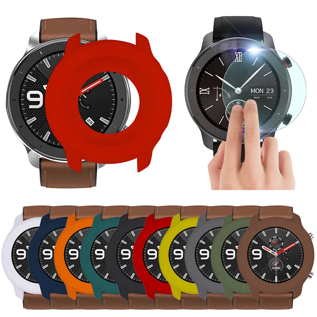 Ouhaobin силиконовый защитный чехол для Huami AMAZFIT GTR 47 мм мягкий с прозрачной пленкой