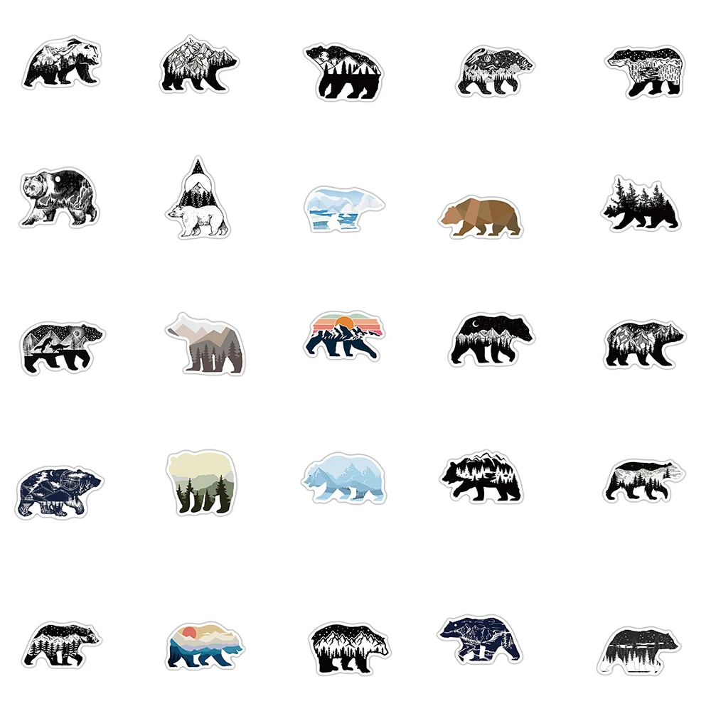 103050pcs mountain top colored bear graffiti stickers laptop guitar luggage waterproof cool sticker decal kid classic toys free global shipping