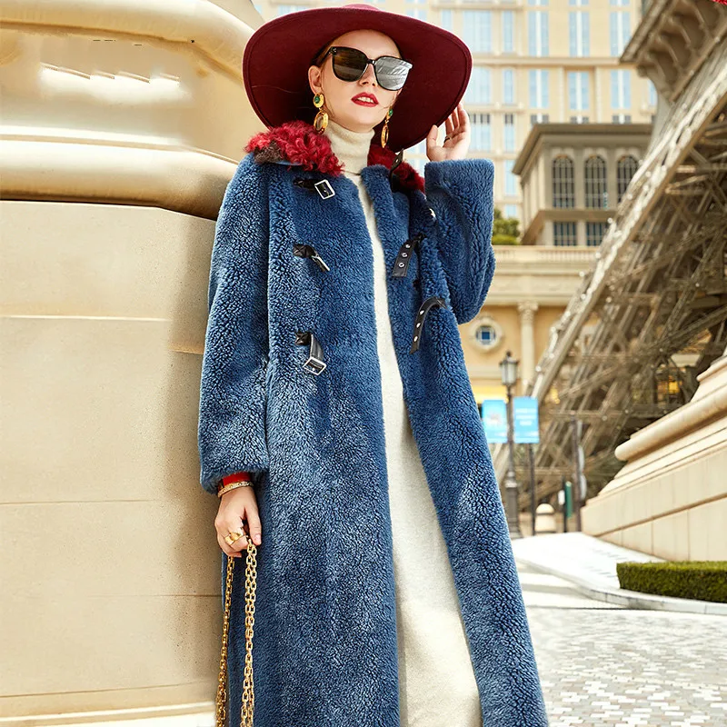 Пальто из натурального меха шерстяная куртка осенне зимнее пальто женская