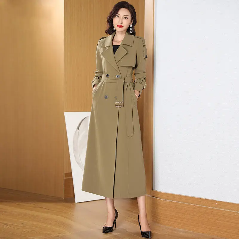 

Spring Woman New Windbreaker Female High Waist Loose Long Trench Coats Ladies' Double Breasted Overcoat Trench Coat Clothes A103