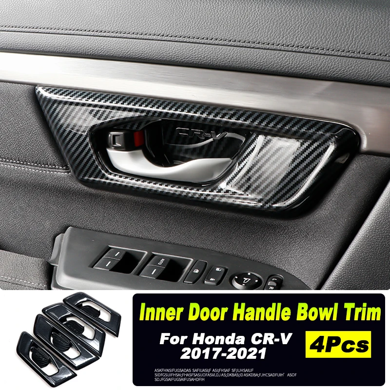 

4Pcs Carbon Fiber Style Inner Interior Door Handle Bowl Bezel Frame Cover Trim For Honda CRV CR-V 2017-2021 Styling Accessories