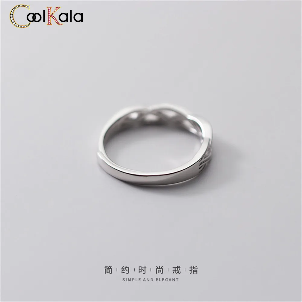 

Coolkala Silver Simple Temperament Woven Food Personality Twining Couple Ring