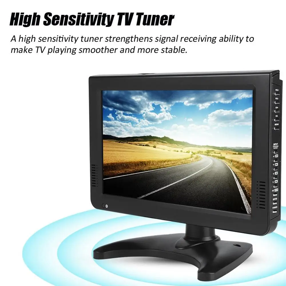LEADSTAR 10 дюймов экран DVB-T2 16:9 1080P Автомобильный цифровой ТВ Стерео окружающий Портативный ТВ