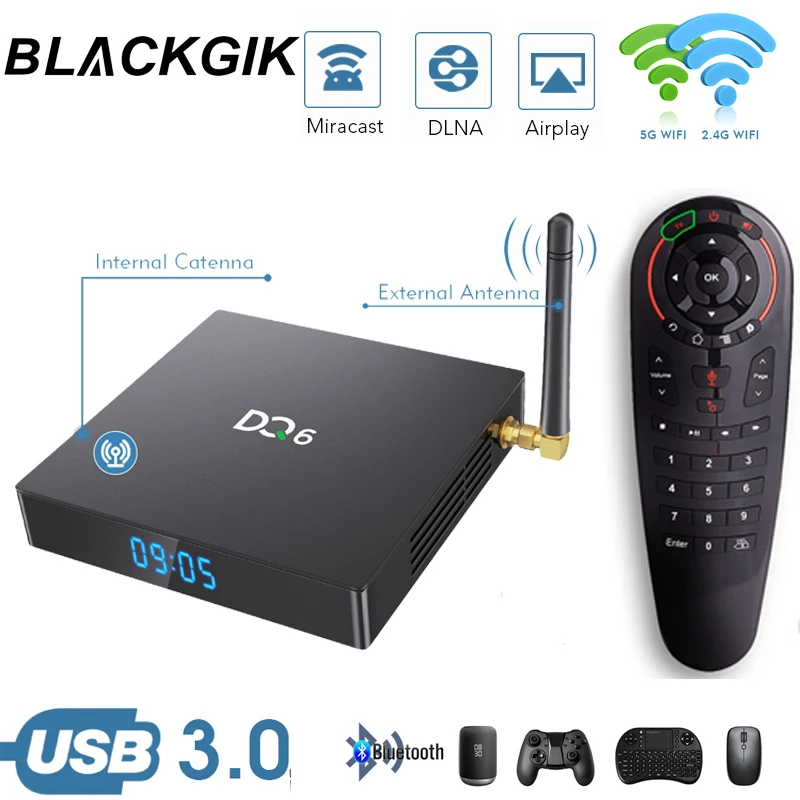 ТВ приставка DQ6 R3318 Android 10 4 + 64 ГБ 2 4/5 ГГц Wi Fi|ТВ-приставки и медиаплееры| |