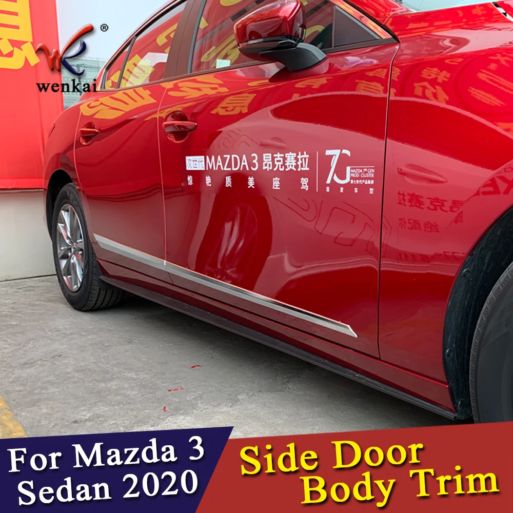 

ABS Chrome Door Molding Body Strips Outer Decoration Garnish Cover Strips Refit Accessories Fit For Mazda 3 Sedan 2019 2020