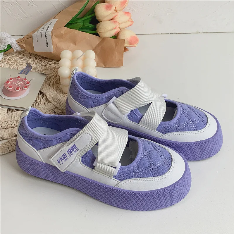 

Женская парусиновая обувь на липучке, новая модная дышащая женская обувь для студентов, белая женская обувь
