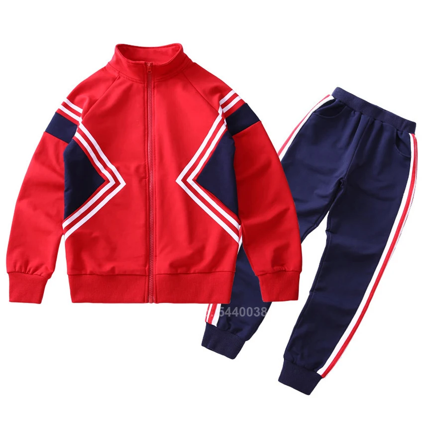 

100-190cm Kids Kindergarten School Uniform Baby Boy Girl Choir Cheerlady Uniform Stich Fashion Cotton Teenager Top Pants Set